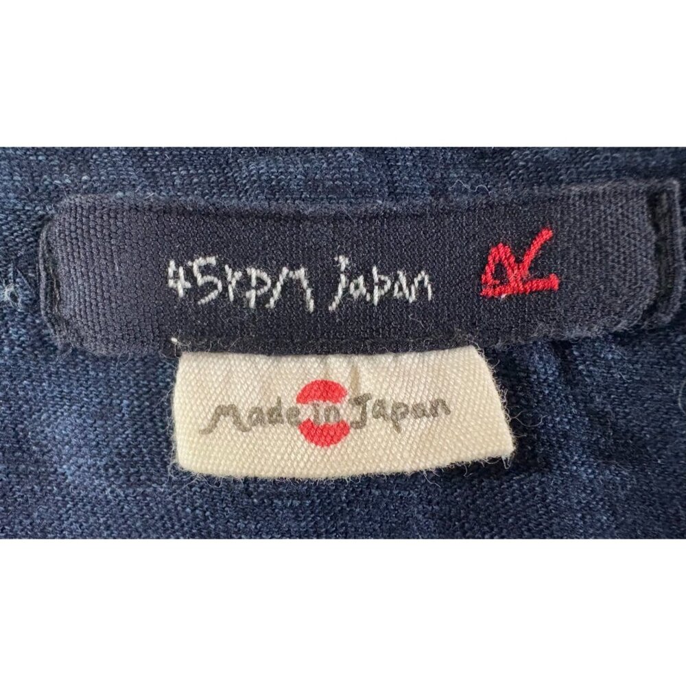 45Rpm studio cotton Short Sleeve T-Shirt sz 4 US M color Indigo Dark Blue Japan - Picture 2 of 8